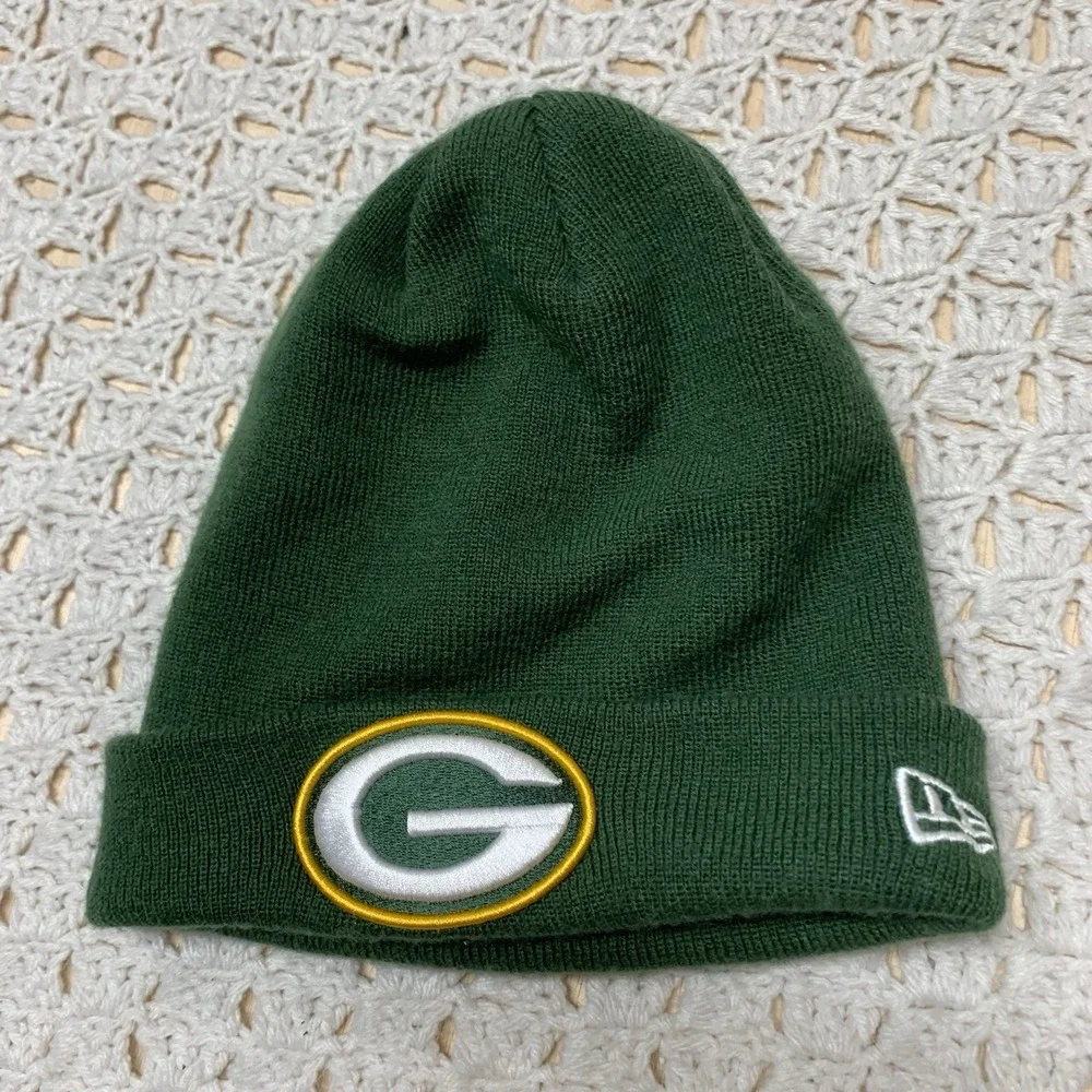 Green Bay Packers Beanie Toque Boys One Sz Green Embroidered NFL Apparel New Era